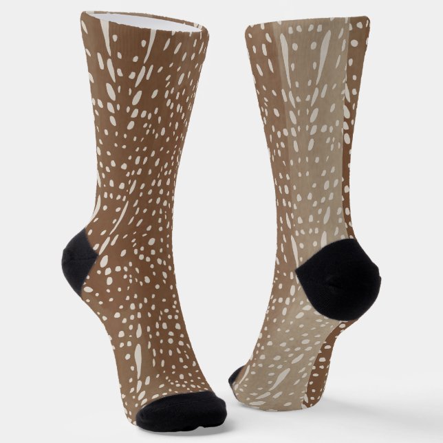 Fawn Spots Baby Deer Animal Print Pattern Socks (Angled)