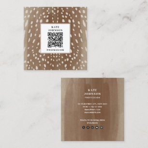 Fawn Spots Baby Deer Animal Print QR Code Square Business Card