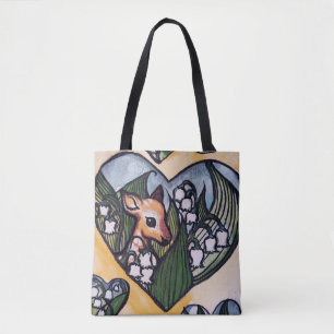 Fawn Spring Deer Lily of the Valley Flowers        Tote Bag