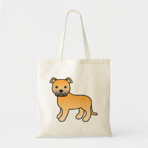 Fawn Staffordshire Bull Terrier Cute Cartoon Dog Tote Bag
