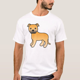 Fawn Staffordshire Bull Terrier Dog Illustration T-Shirt