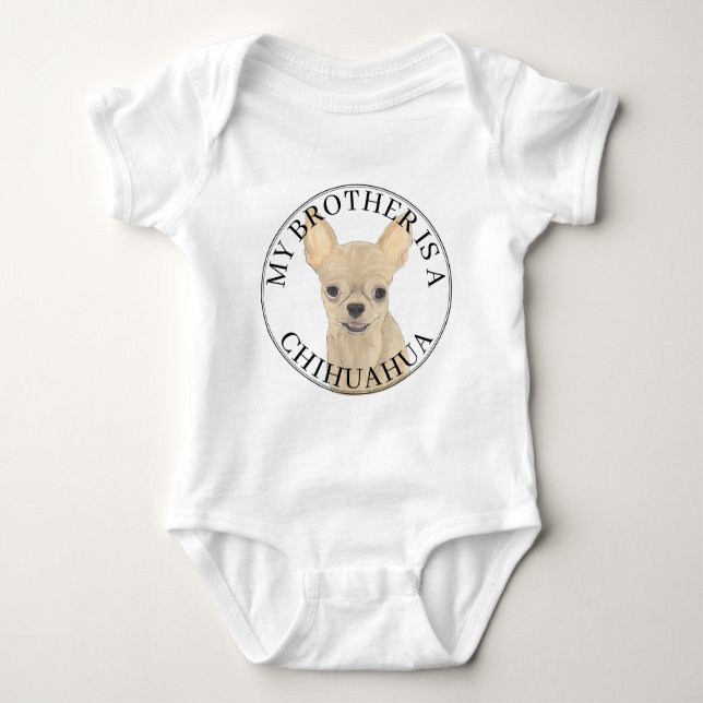 Fawn Tan Cream Chihuahua Dog Big Brother Baby Bodysuit (Front)