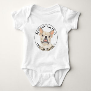 Fawn Tan Cream French Bulldog Big Sister Baby Bodysuit