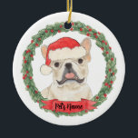 Fawn Tan Cream Frenchie French Bulldog Ceramic Tree Decoration<br><div class="desc">Make the nice list this year with a personalized ornament of your sweet fawn tan cream frenchie french bulldog!</div>