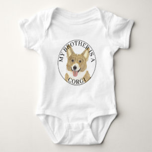 Fawn Tan White Corgi Dog Big Brother Baby Bodysuit