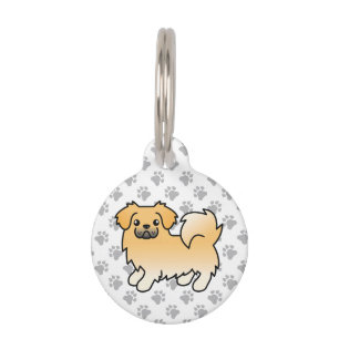 Fawn Tibetan Spaniel Cartoon Dog & Pet's Info Pet Tag