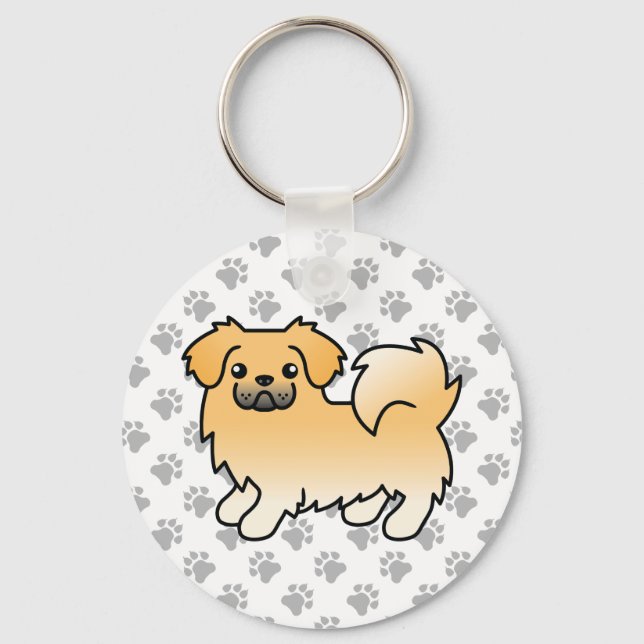 Fawn Tibetan Spaniel Cute Cartoon Dog Key Ring (Front)