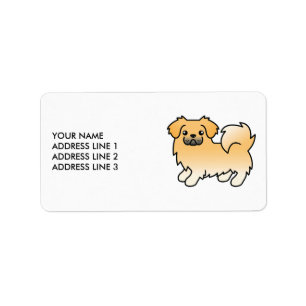 Fawn Tibetan Spaniel Cute Cartoon Dog & Text Label