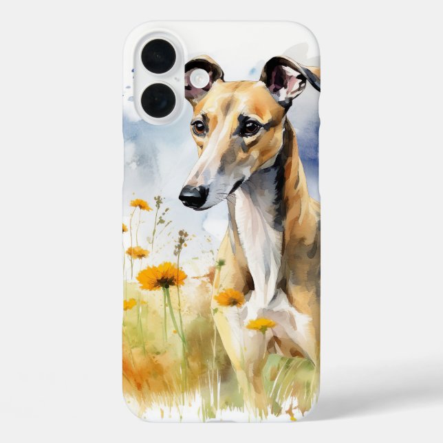 FAWN & WHITE GREYHOUND IN WILDFLOWER FIELD Case-Mate iPhone CASE (Back)