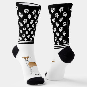 Fawn & White Italian Greyhound With Name And Paws Socks