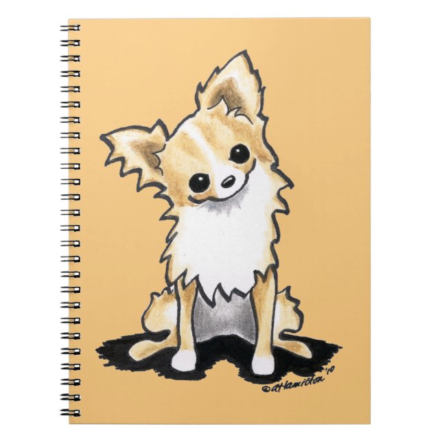 Fawn & White Longhair Chihuahua Sit Pretty Notebook (Front)