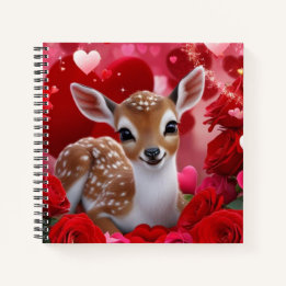 Fawn with Hearts & Roses Notebook