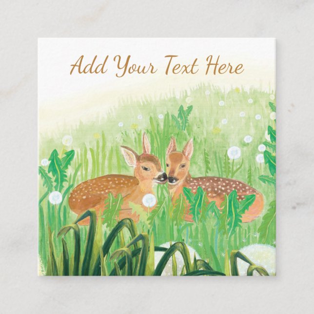 Fawns in Tall Grass Customisable Enclosure Card (Front)