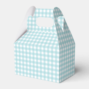 Faye and Lauren Aqua Blue Gingham Favour Box
