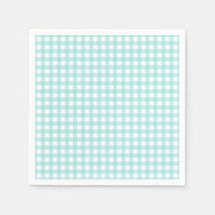 Faye and Lauren Aqua Blue Gingham Paper  Napkin