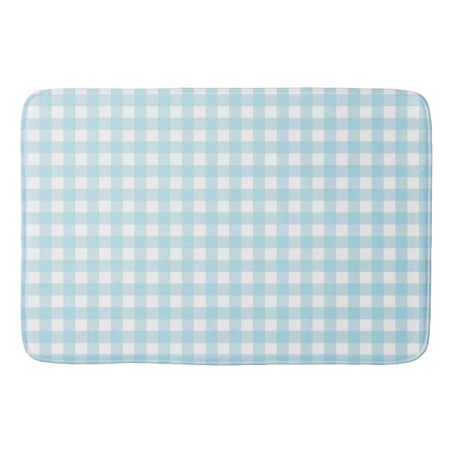 Faye and Lauren Baby Blue Gingham Bath Mat (Front)