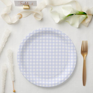 Faye and Lauren Blue Pastel Gingham Paper Plate