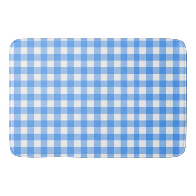 Faye and Lauren Blue Plaid Bath Mat (Front)