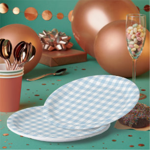 Faye and Lauren Blue Plaid Paper Plate