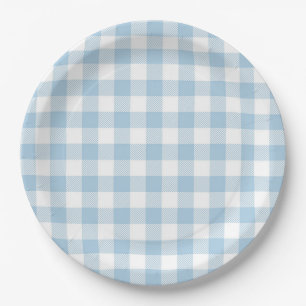 Faye and Lauren Blue Plaid Paper Plate