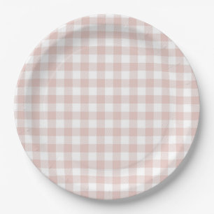 Faye and Lauren Blush Plaid Paper Plate
