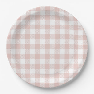 Faye and Lauren Blush Plaid Paper Plate