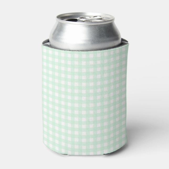 Faye and Lauren Bright Green Gingham Can Cooler (Can Front)