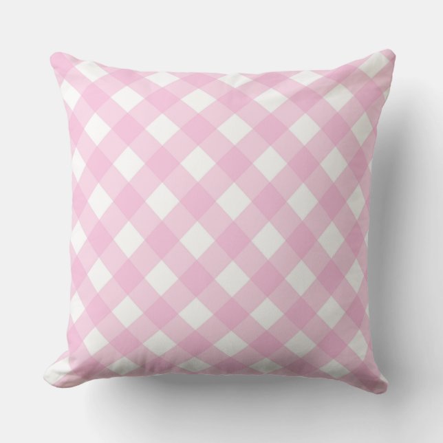 Faye and Lauren Bright Pink Gingham Cushion (Front)
