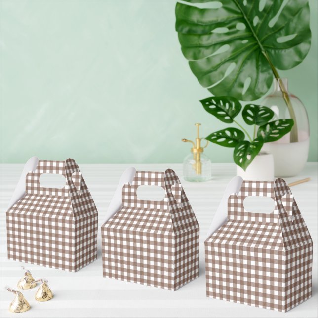 Faye and Lauren Brown Gingham Favour Box (Multiple)