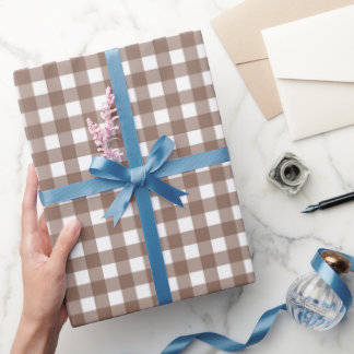 Faye and Lauren Brown Gingham Wrapping Paper