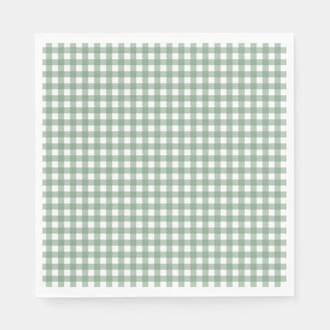 Faye and Lauren Fall Green Gingham Napkin (Front)