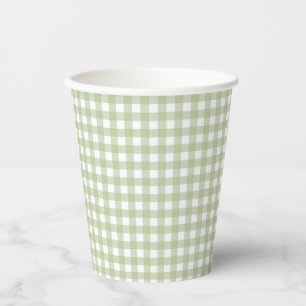 Faye and Lauren Fall Light Green Gingham Paper Cups