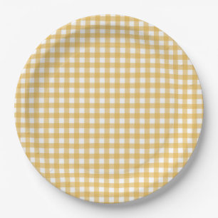 Faye and Lauren Fall Yellow Gingham Paper Plate