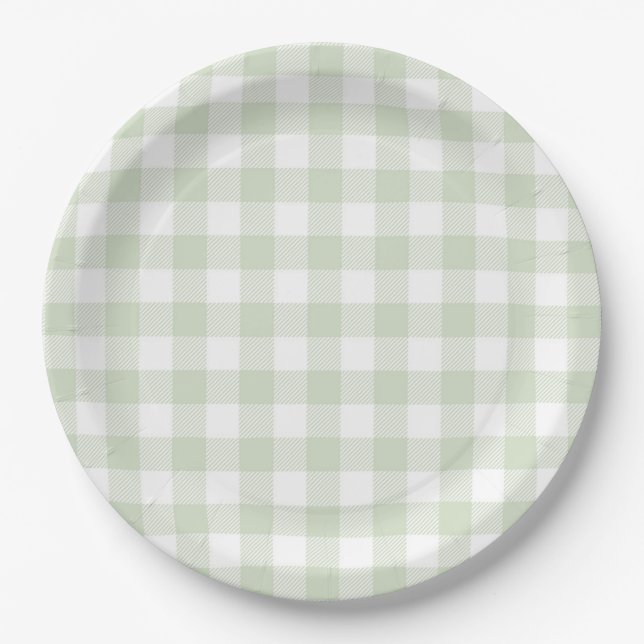 Faye and Lauren Green Plaid Paper Plate (Front)