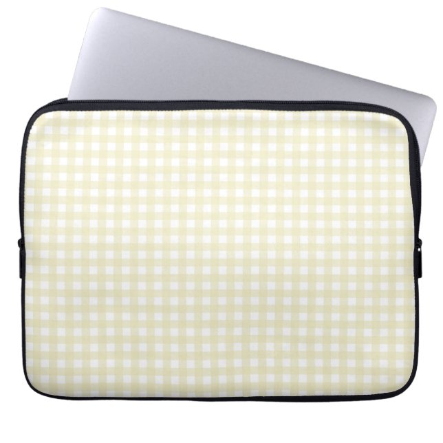 Faye and Lauren Lemon Yellow Gingham Laptop Sleeve (Front)