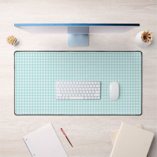 Faye and Lauren Light Blue Green Gingham Desk Mat