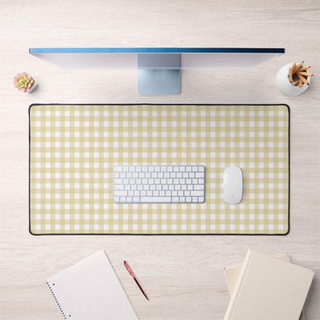 Faye and Lauren Light Yellow Gingham Desk Mat (Office 1)