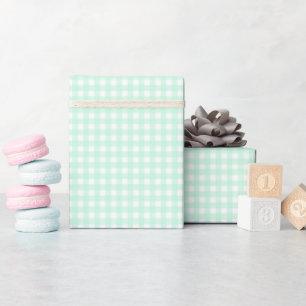 Faye and Lauren Pastel Gingham Green Wrapping Paper