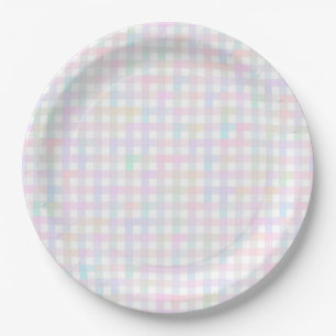 Faye and Lauren Pastel Gingham Multocolor Paper Plate