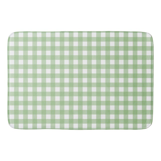 Faye and Lauren Pastel Green Gingham Bath Mat (Front)