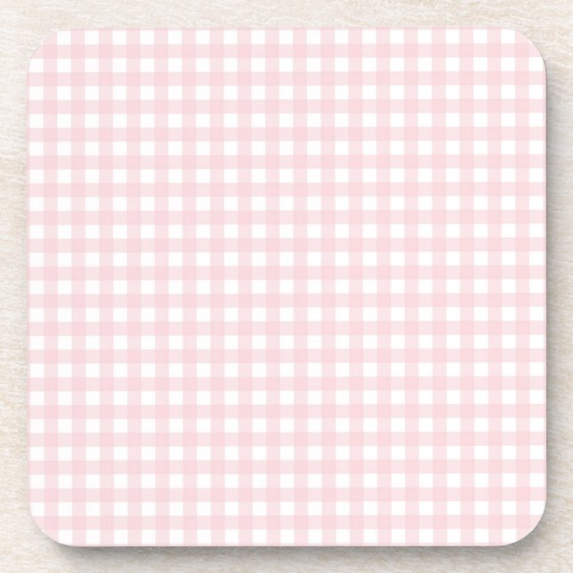 Faye and Lauren Pastel Pink Gingham Coaster (Front)