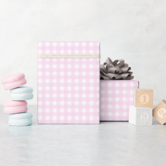 Faye and Lauren Pastel Pink Gingham Wrapping Paper