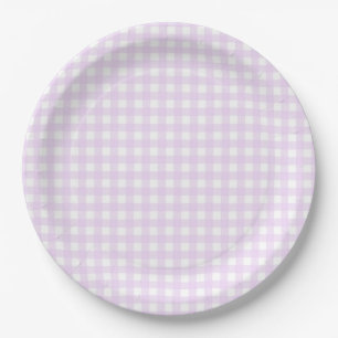 Faye and Lauren Pastel Purple Gingham Paper Plate