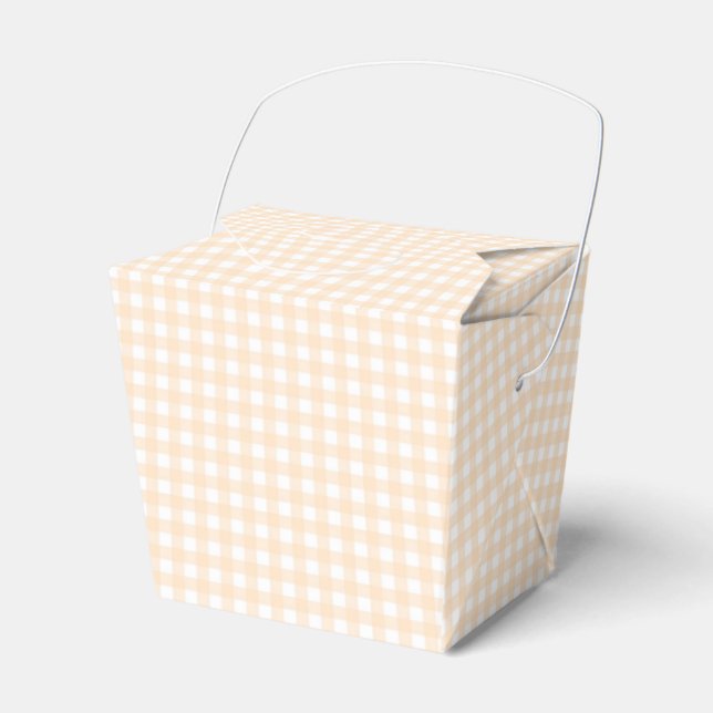 Faye and Lauren Peach Gingham  Favour Box (Front Side)