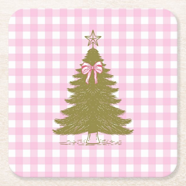 Faye and Lauren Pink Holiday Paper Coaster (Front)