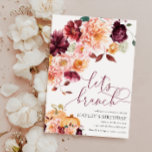 Faye Burgundy Floral Autumn Let's Brunch Invitation<br><div class="desc">This invitation features an autumn burgundy floral design. The script heading is an image that cannot be edited. All of the other text is fully editable. For more advanced customisation of this design,  simply select the "Customise It" button above.</div>