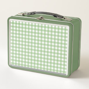 FayeandLauren Green Plaid Buffalo Pattern Metal Lunch Box