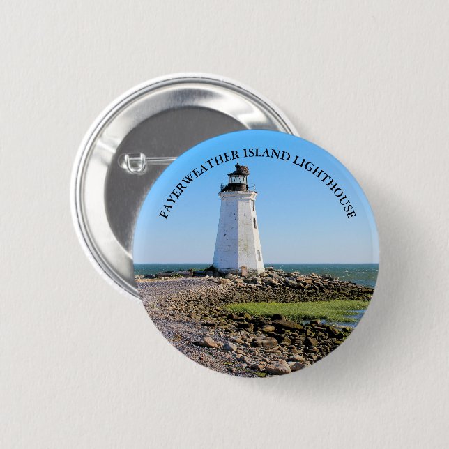 Fayerweather Island Lighthouse CT Round Pin (Front & Back)