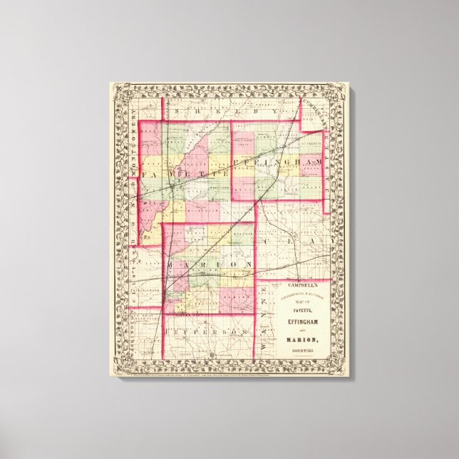 Fayette, Effingham, Marion, counties Canvas Print (Front)