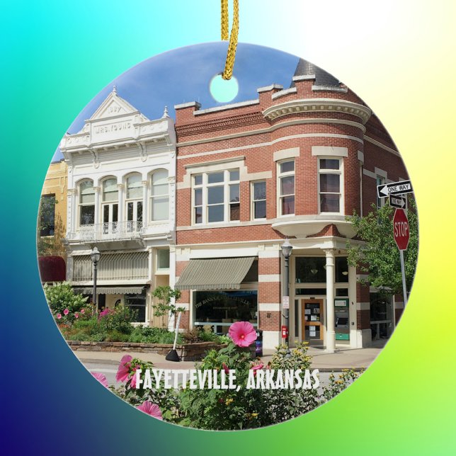 Fayetteville, Arkansas downtown square photo Ceramic Tree Decoration (Creator Uploaded)